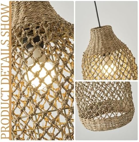 Farmhouse Chandelier with 1 Light Candle Rattan
