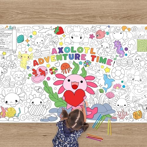 Selorin Axolotl Giant Coloring Poster Tablecloth