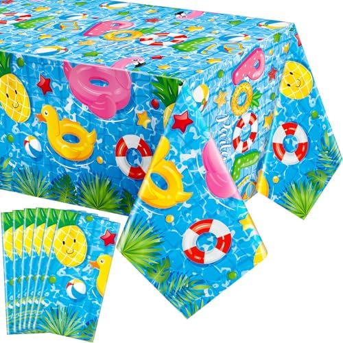 Thyle 6 Pcs Pool Party Tablecloth for Summer Beach