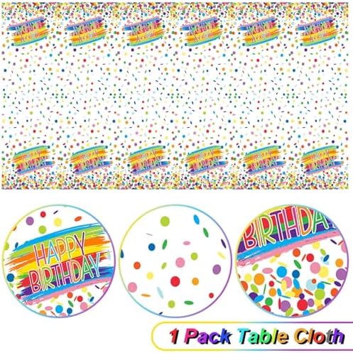 Colorful Happy Birthday Table Cover 54x108 inch