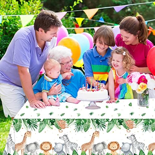Jungle Safari Tablecloth 3pcs Sage Green Animal Print For Parties