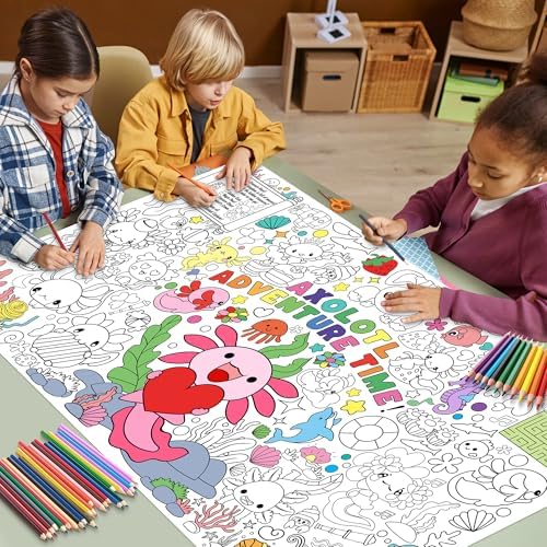 Selorin Axolotl Giant Coloring Poster Tablecloth