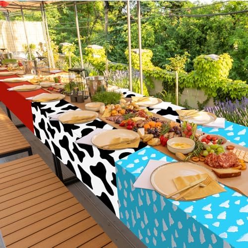 6 Pcs Plastic Rectangular Table Cover Set for Kids Birthday Party