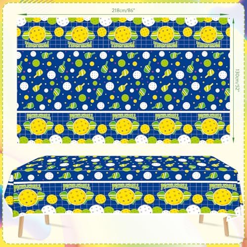Lilwemen 3 Piece Pickleball Tablecloth Decorations 51x865in