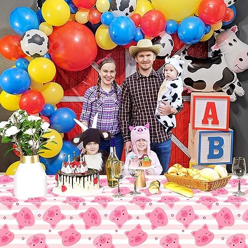 PHOGARY 3PCS Plastic Pink Pig Tablecloths 51x87