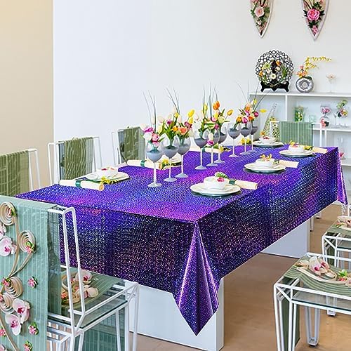 BOMSI Iridescent Laser Table Cover Purple 4PCS