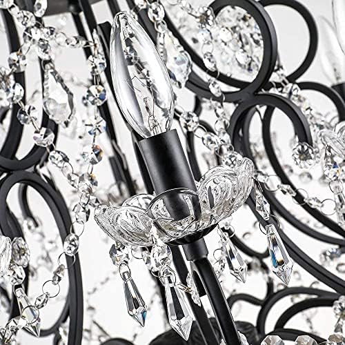 Maxax 10 Light Crystal Chandelier Modern Black Pendant Light
