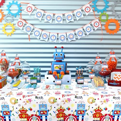 Robot Birthday Party Tablecloth Set 3 Pieces