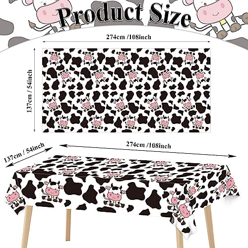 3 Pcs Cow Print Tablecloth for Farmhouse Birthday Party