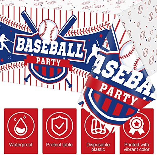 Newwiee 3 Pcs Baseball Party Table Cover