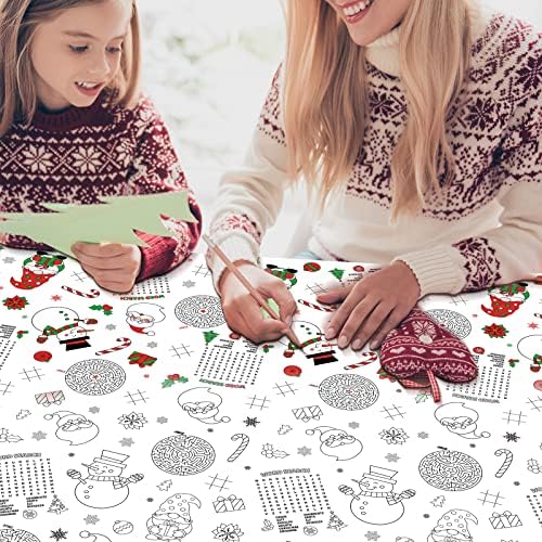 FunnyPars Christmas Activity Tablecloth 54x108 Inch