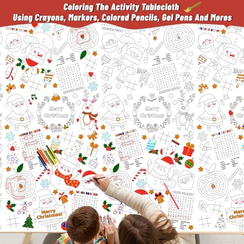 2 Pack Christmas Coloring Tablecloth for Kids