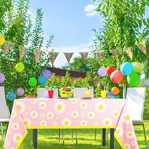 Frienda 3 Pack Daisy Flower Tablecloths - Waterproof Party Covers