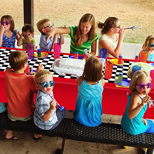 Tallew 2 Pcs Checkered Car Party Supplies Tablecloth Runner