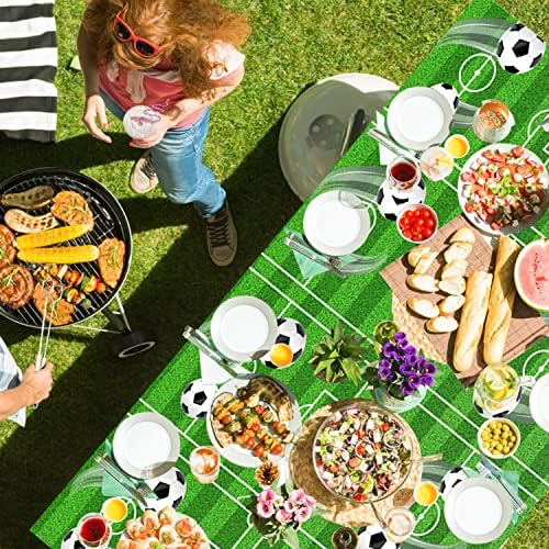 4 Pack Soccer Tablecloths for Boys Birthday Party Decorations