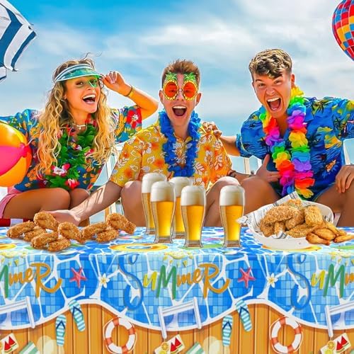 3 Piece Pool Party Plastic Tablecloths 54x108 Inch