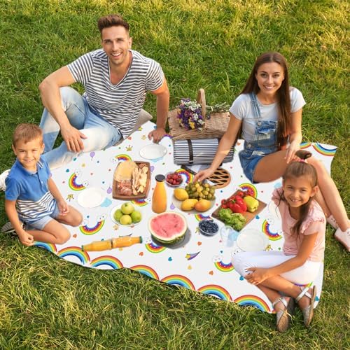 4 Piece Rainbow Cloud Tablecloth for Kids Birthday Party