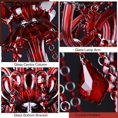 Red 8 Light K9 Crystal Chandelier E12 Base