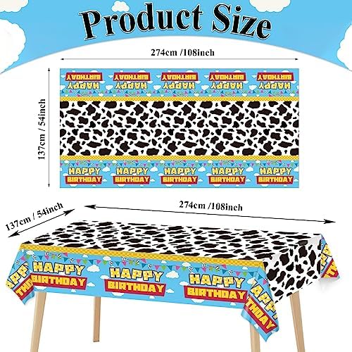 3 Piece Cow Theme Birthday Tablecloth Set