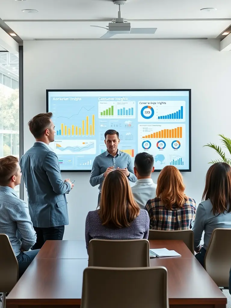 A consultant presenting a data-driven report to a client, highlighting key insights and recommendations for improvement.